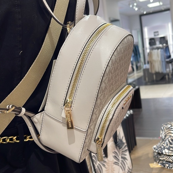 Michael Kors Ladies Backpack Bag Jaycee XS Conv Zip Backpack Light Cream Multi - Picture 5 of 16